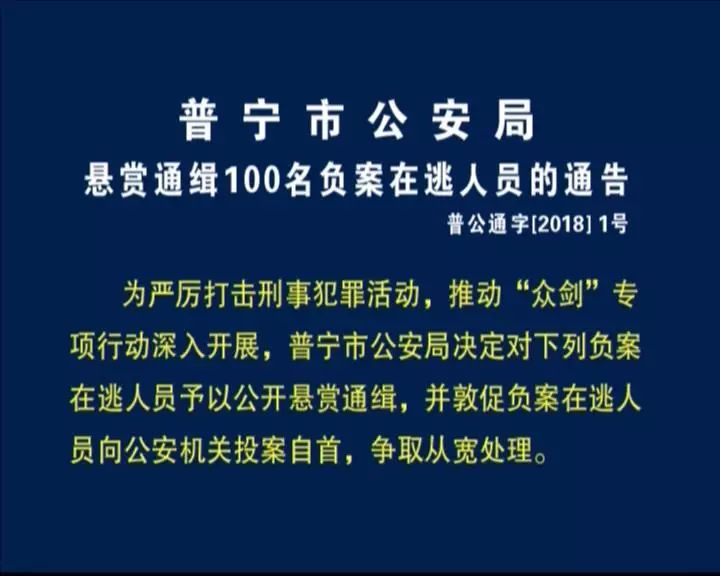 普宁市最新通缉在逃犯，警惕身边的潜在危险